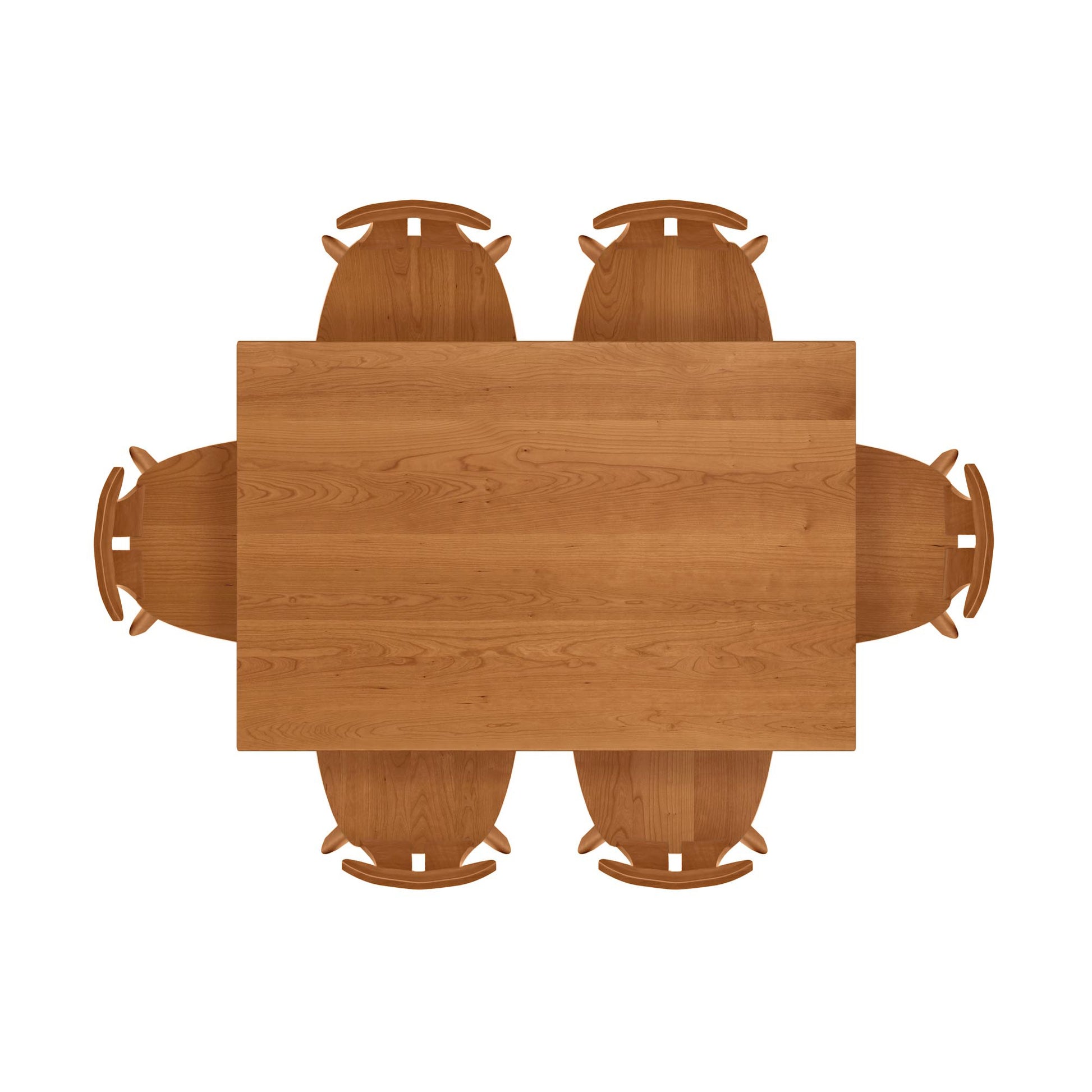 Audrey Solid Top Dining Table by Copeland Furniture with six matching chairs, highlighting the table’s elegant design and craftsmanship.