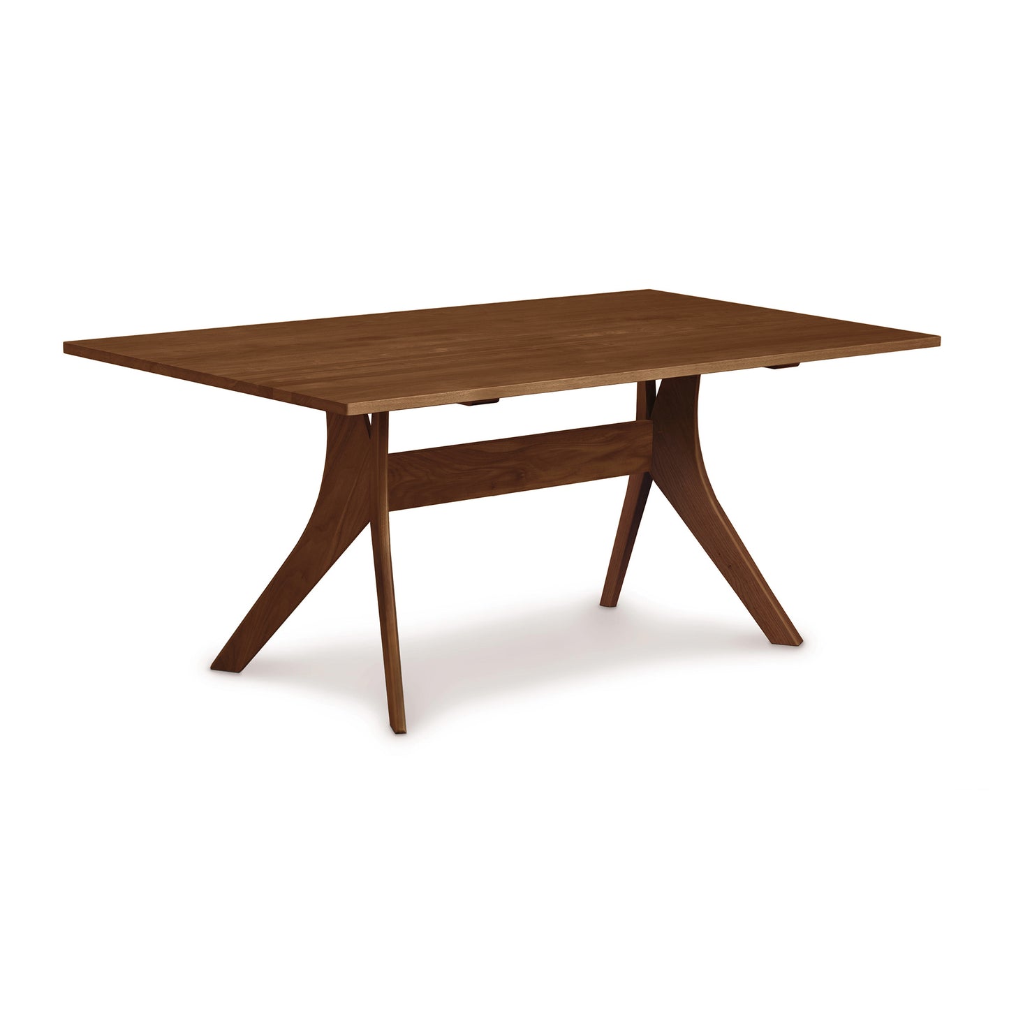 Audrey Solid Top Dining Table by Copeland Furniture with angled legs and a smooth rectangular wooden surface.