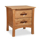 A Copeland Furniture Berkeley 2-Drawer Nightstand in the American Arts & Crafts style isolated on a white background.