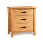 A handmade American Arts & Crafts style Berkeley 3-Drawer Chest from the Copeland Furniture Berkeley Bedroom Furniture Collection, featured on a white background.