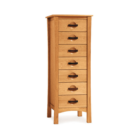The Copeland Furniture 7-Drawer Lingerie Chest combines the timeless elegance of American Craftsman style with a touch of modern Asian design. Crafted from fine wood, this tall chest features multiple drawers.