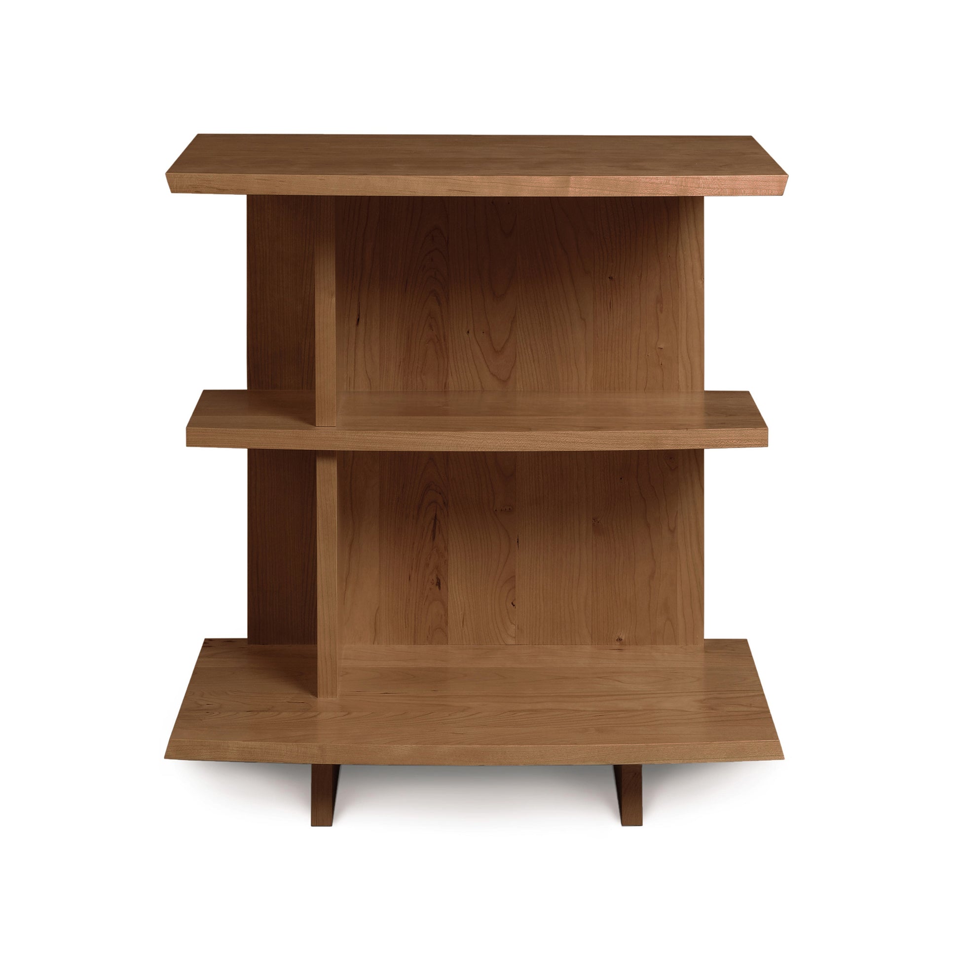 Berkeley Open Shelf Nightstand in handcrafted wood featuring a minimalist, three-tiered design by Copeland Furniture.