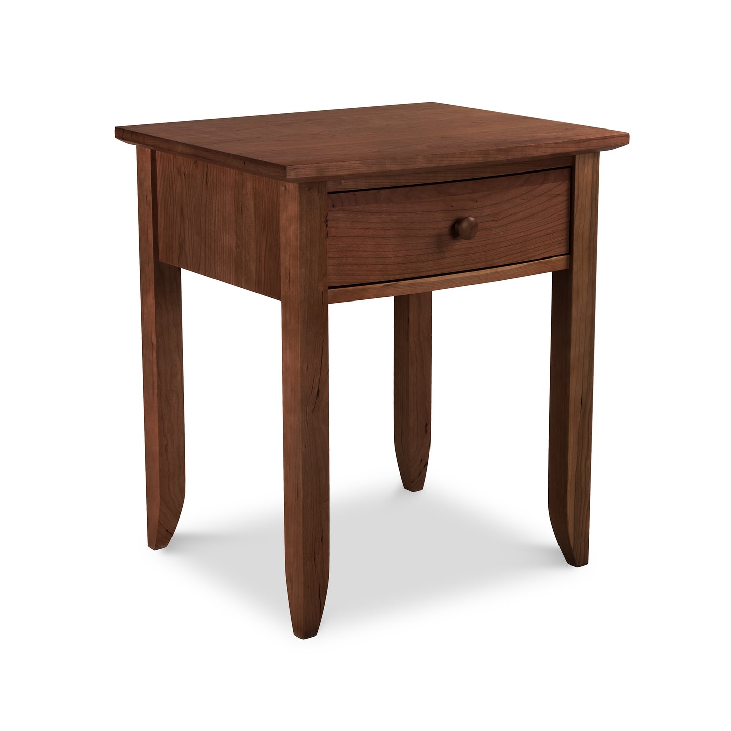 Bow Front 1-Drawer Nightstand by Lyndon Furniture, made in Vermont from sustainable wood with a sleek bow front design and single drawer.