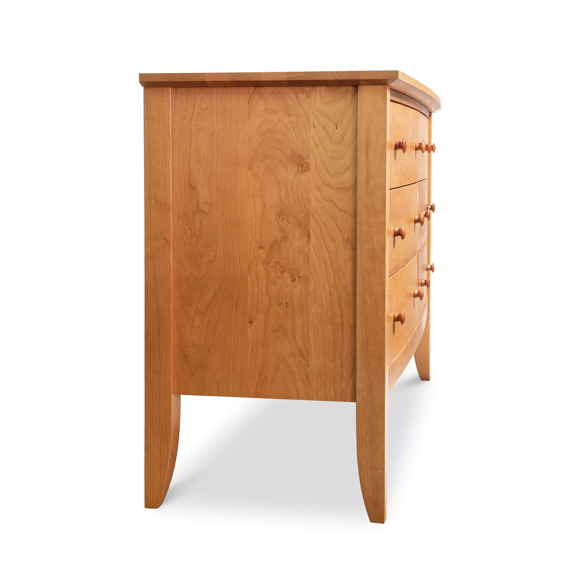 Bow Front 6-Drawer Dresser by Lyndon Furniture, showcasing a smooth curved front and spacious drawers, expertly crafted from sustainable Vermont wood.
