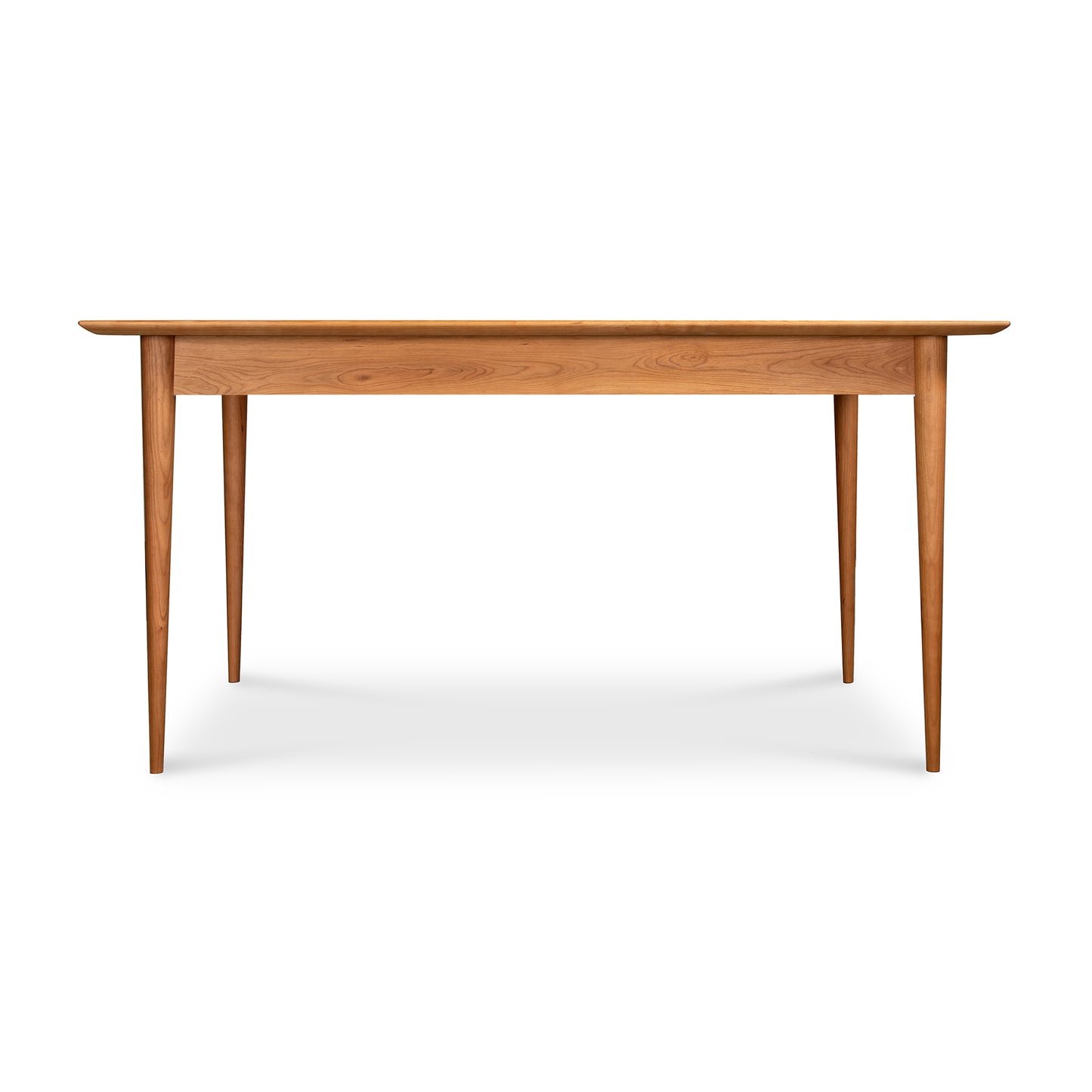 A Burke Modern Dining Table made of sustainable solid wood, with two legs, displayed against a white background.