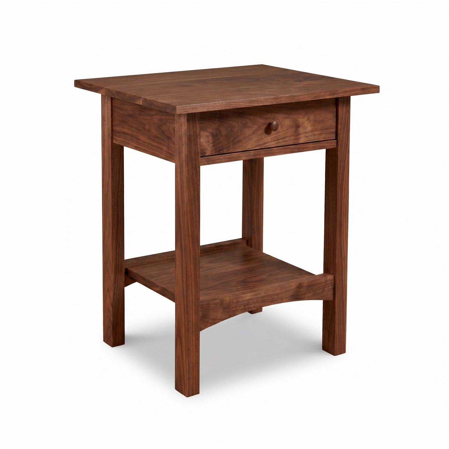 Burlington Shaker 1-Drawer Open Shelf Nightstand by Vermont Furniture Designs, crafted in solid wood with a minimalist rectangular silhouette.