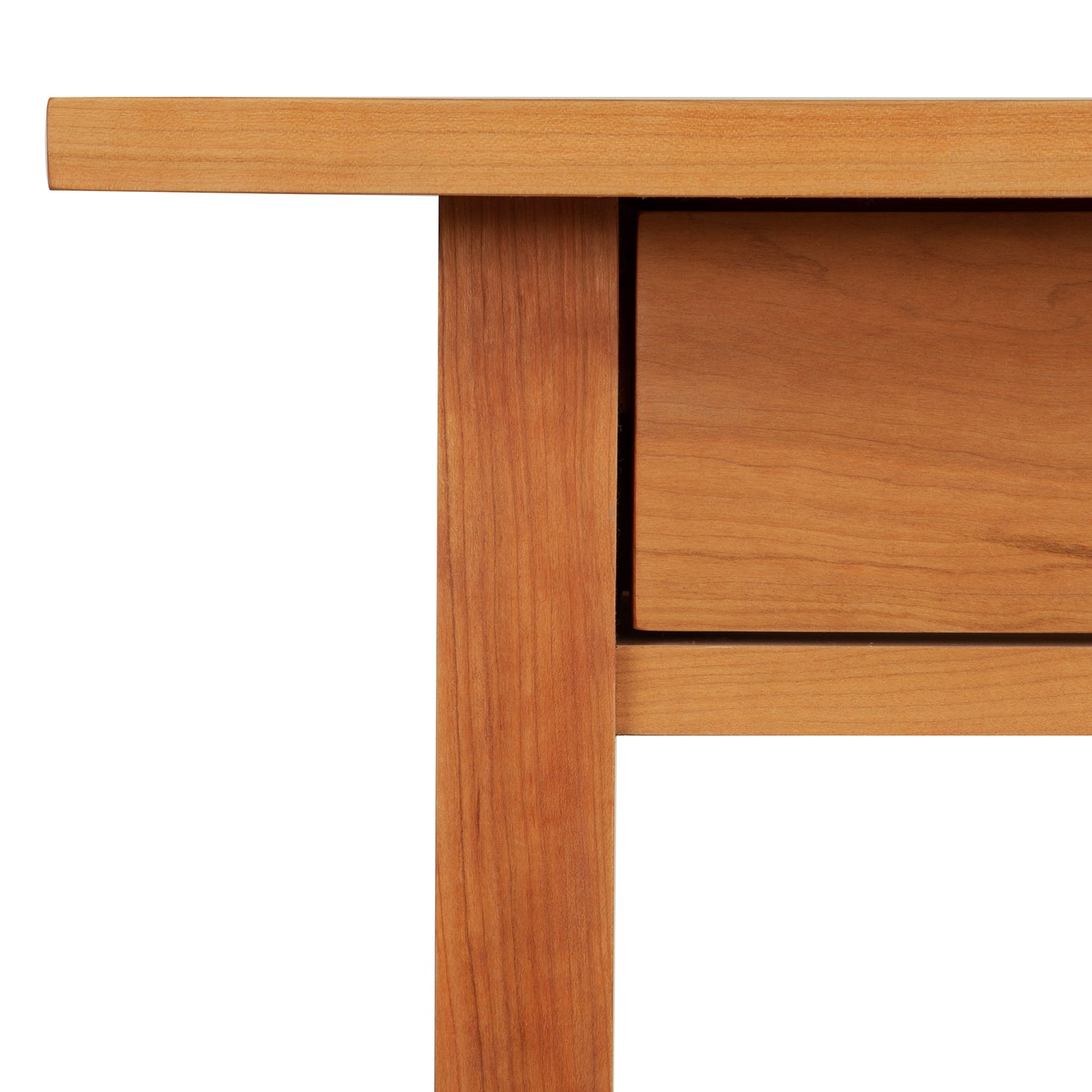 Burlington Shaker 2-Drawer Coffee Table in cherry wood, featuring clean lines and fine craftsmanship by Vermont Furniture Designs.