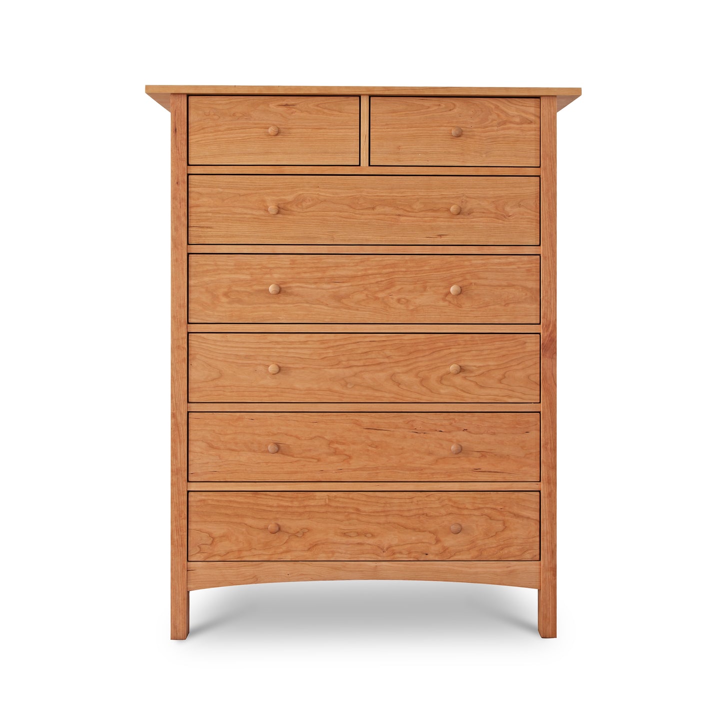 Burlington Shaker 7-Drawer Chest with solid wood construction, round knobs, and an eco-friendly oil finish by Vermont Furniture Designs.