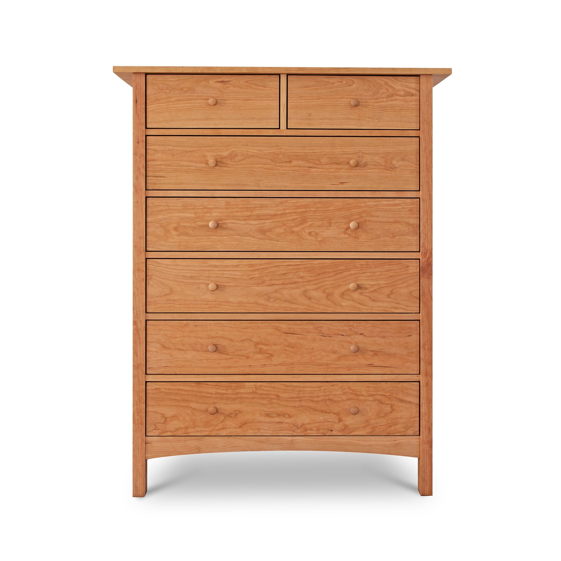 Burlington Shaker 7-Drawer Chest with solid wood construction, round knobs, and an eco-friendly oil finish by Vermont Furniture Designs.