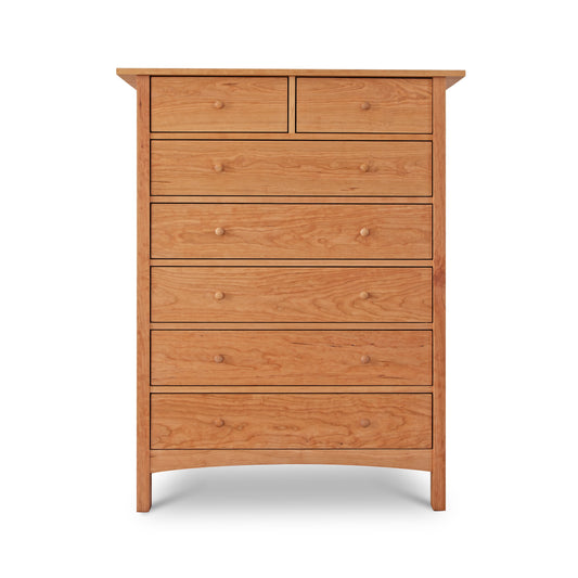 Vermont Furniture Designs Heartwood Shaker 7-Drawer Chest in solid wood, white finish, American made, classic Shaker lines, high quality craftsmanship.