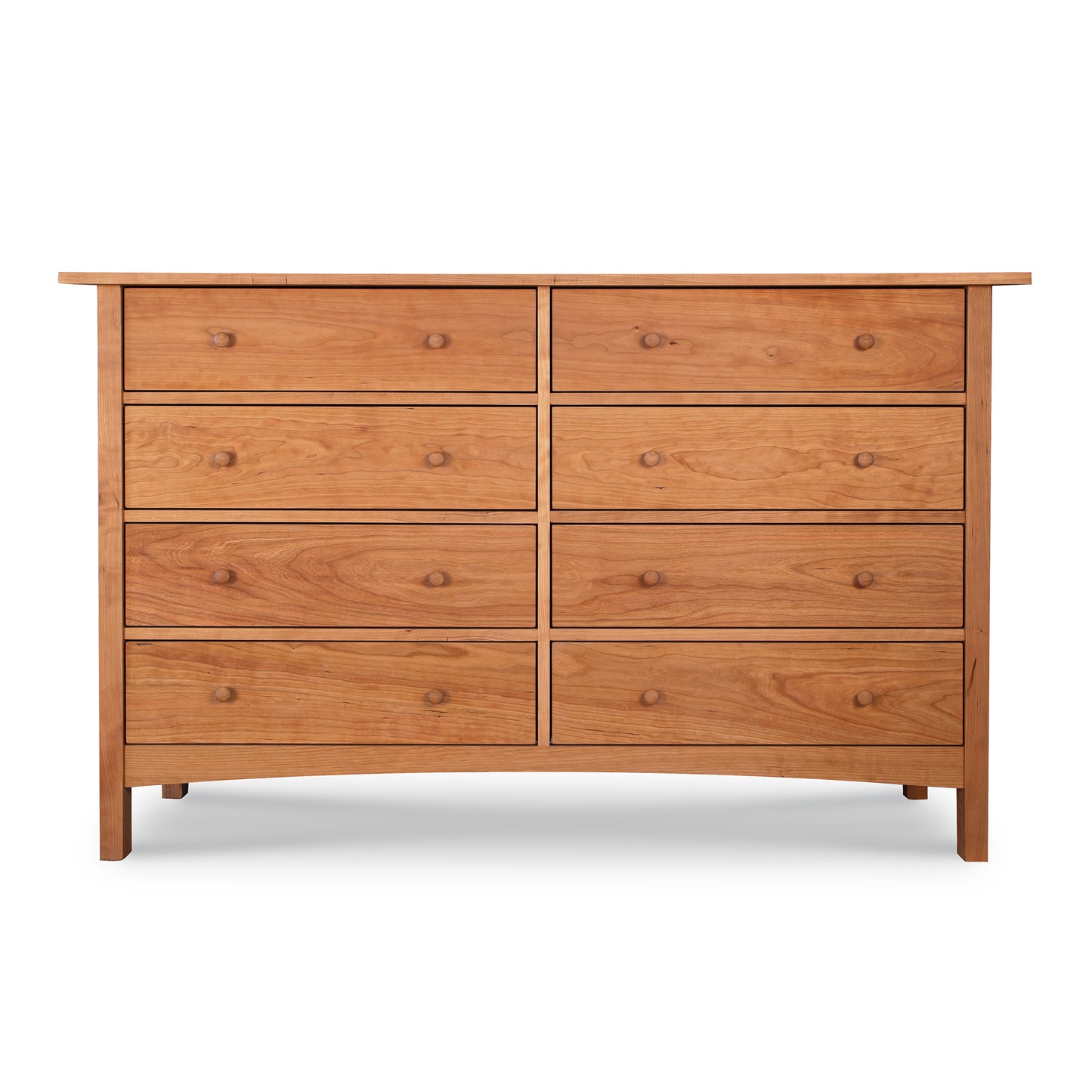 Burlington Shaker 8-Drawer Dresser made of natural wood, showcasing classic Shaker design and expert craftsmanship.