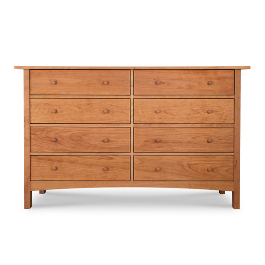 Burlington Shaker 8-Drawer Dresser made of natural wood, showcasing classic Shaker design and expert craftsmanship.
