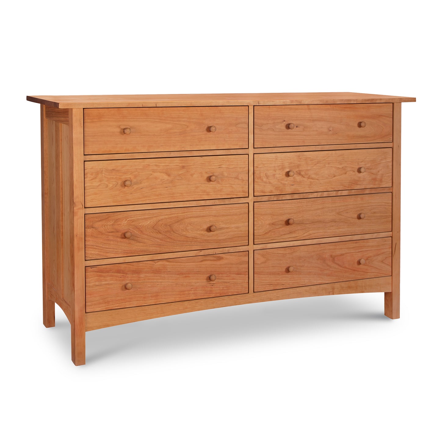 Burlington Shaker 8-Drawer Dresser by Vermont Furniture Designs, showing eight spacious drawers with round knobs in a classic Shaker style.