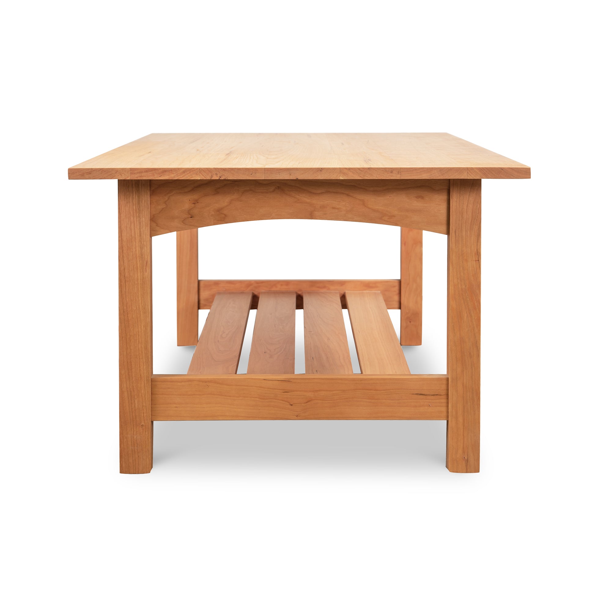 Burlington Shaker Coffee Table with solid wood rectangular top and slatted shelf, handcrafted by Vermont Furniture Designs.