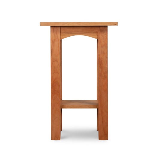 Burlington Shaker End Table by Vermont Furniture Designs in solid wood, with a rectangular top, lower shelf, and distinctive arched leg detail.