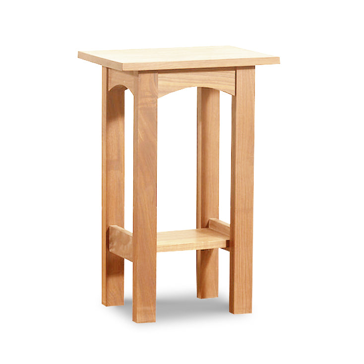 A Burlington Shaker End Table by Vermont Furniture Designs with a single shelf, isolated on a white background.