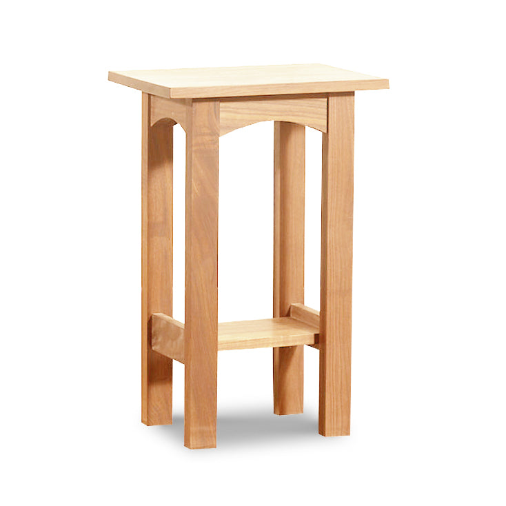 Burlington Shaker End Table by Vermont Furniture Designs, handcrafted in solid wood with four legs, lower shelf, and eco-friendly finish.