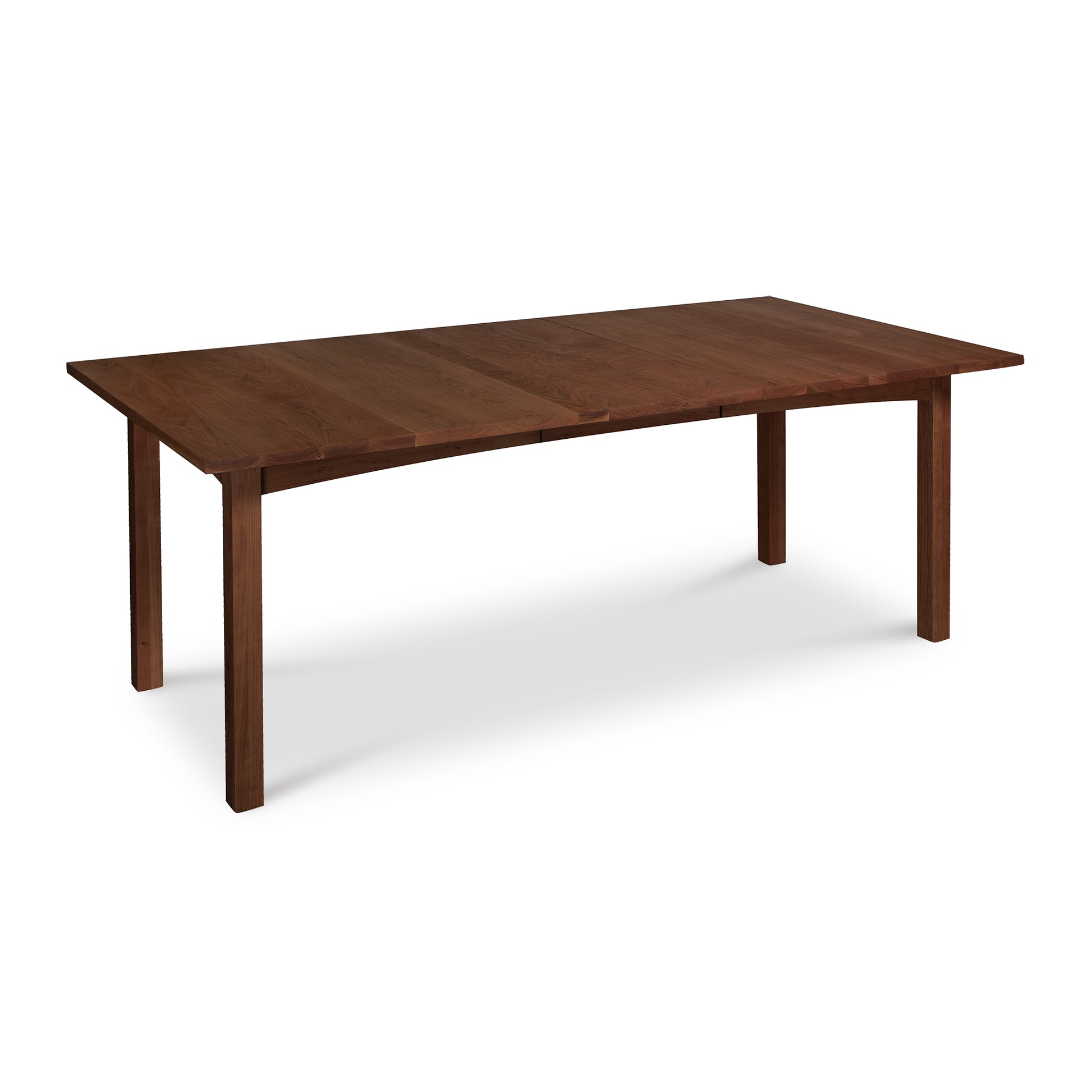 Burlington Shaker Extension Dining Table in natural cherry, rectangular with four straight legs, handcrafted by Vermont Furniture Designs.