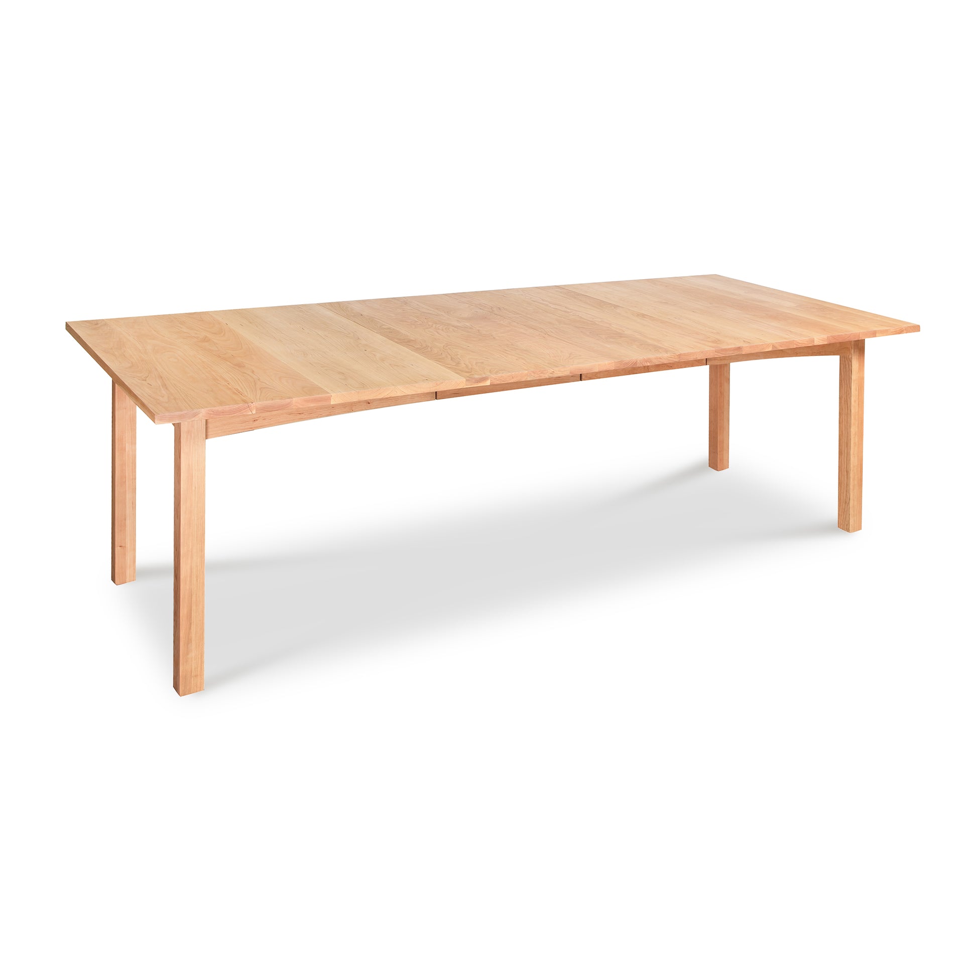 Burlington Shaker Extension Dining Table in solid cherry with a smooth light finish, showcasing expert craftsmanship and elegant Shaker design.