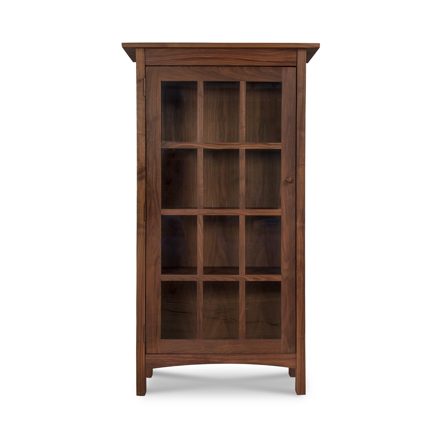 A Vermont Furniture Designs Burlington Shaker Glass Door Bookcase isolated on a white background.