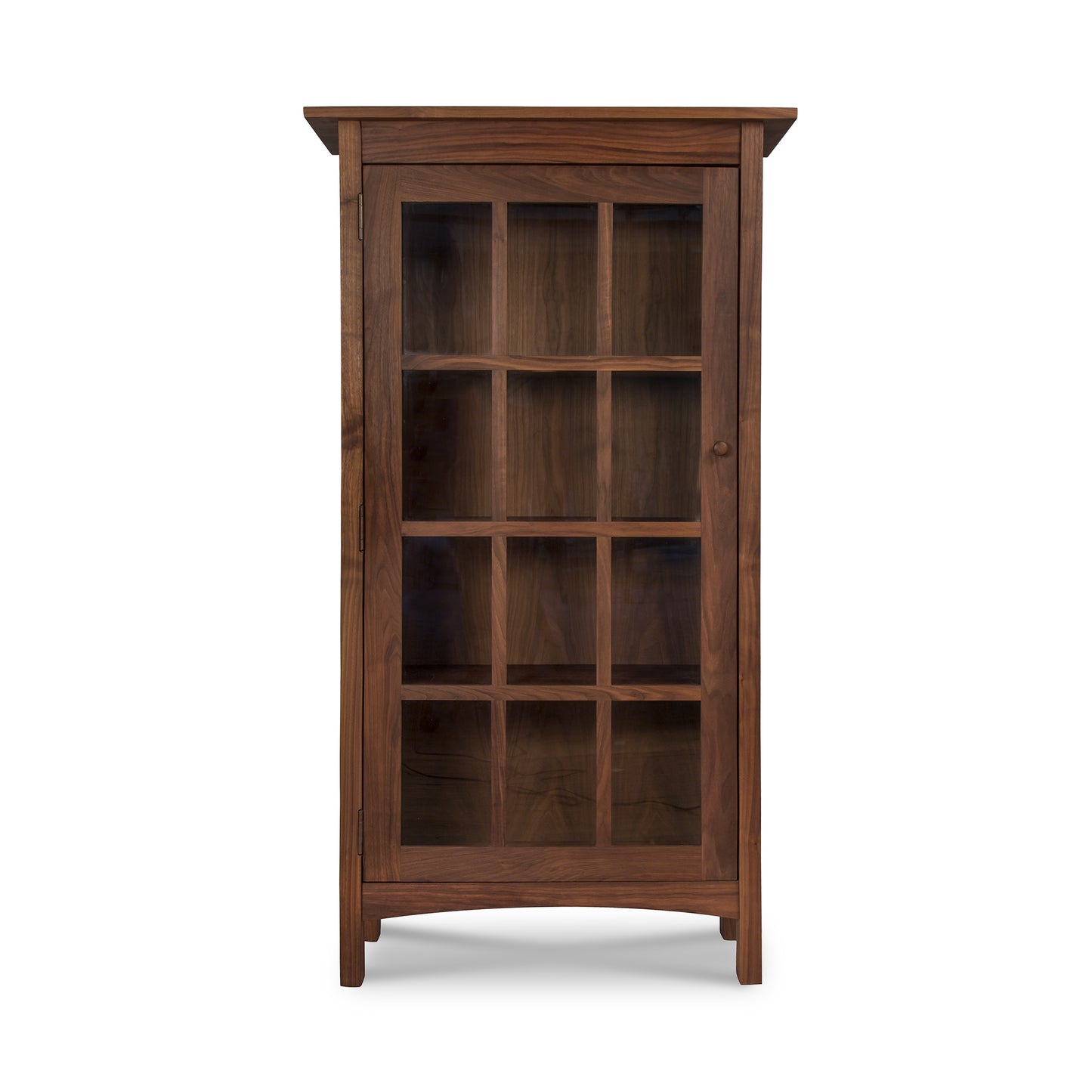 Burlington Shaker Glass Door Bookcase with 12 compartments, handcrafted from premium hardwood by Vermont Furniture Designs.