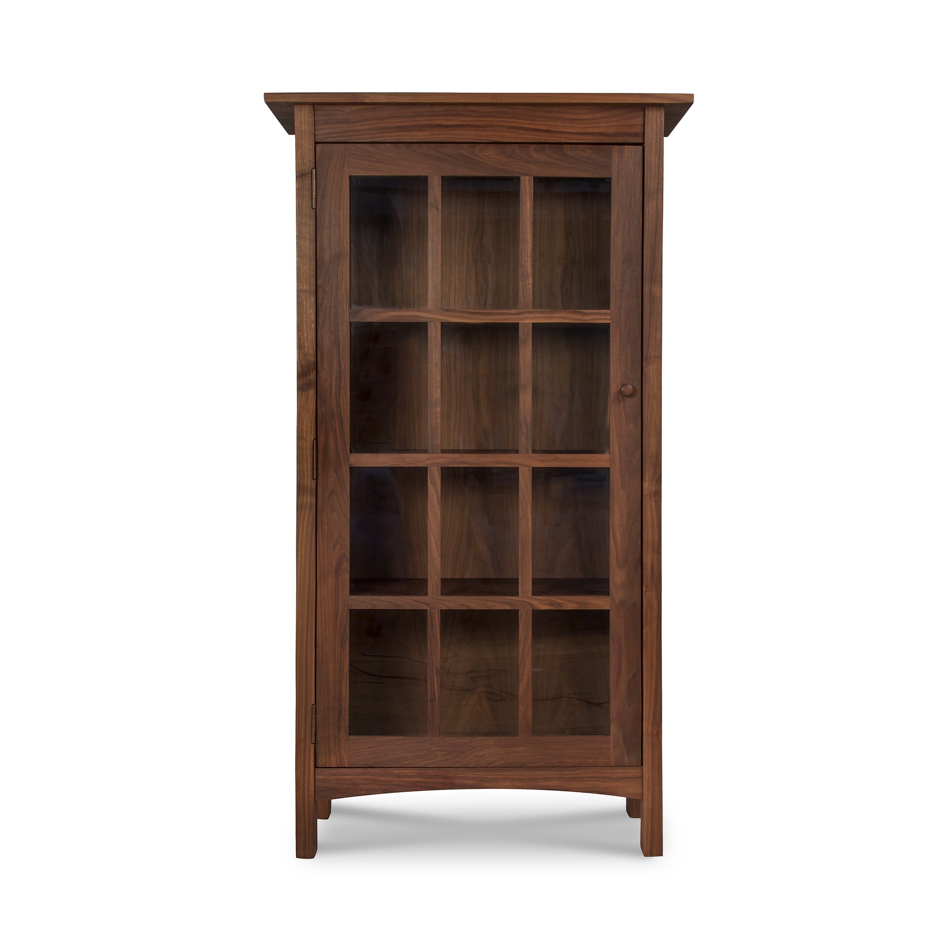 Burlington Shaker Glass Door Bookcase with 12 compartments, handcrafted from premium hardwood by Vermont Furniture Designs.