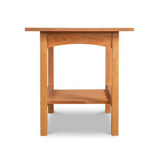 Burlington Shaker Lamp Table with rectangular top, lower shelf, and natural oil finish, handcrafted by Vermont Furniture Designs.