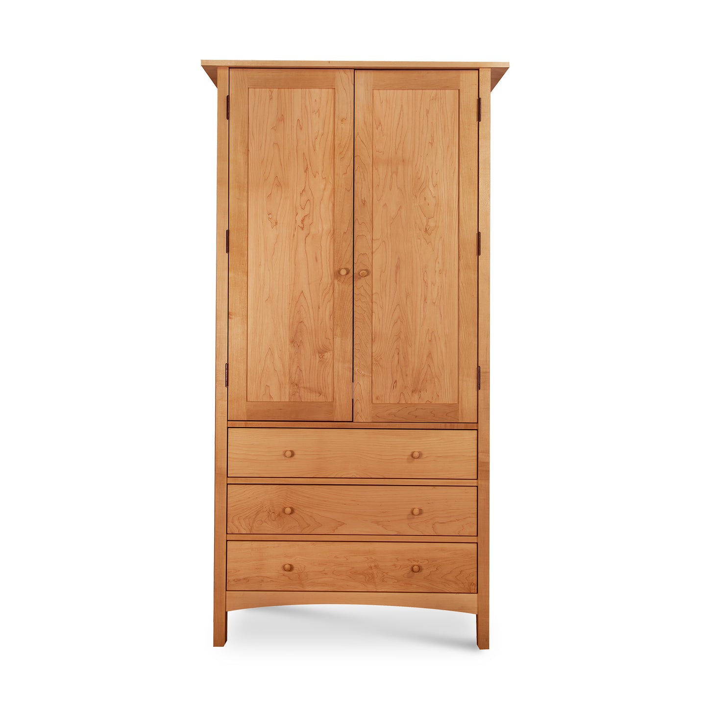 Burlington Shaker Tall Armoire by Vermont Furniture Designs with two doors, three drawers, minimalist design, and eco-friendly finish.