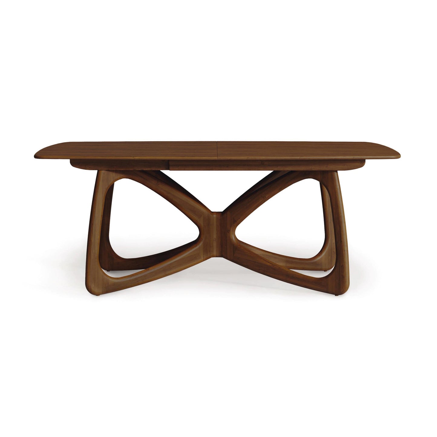 Oval Copeland Butterfly Extension Dining Table with unique X-base, crafted from North American hardwoods.