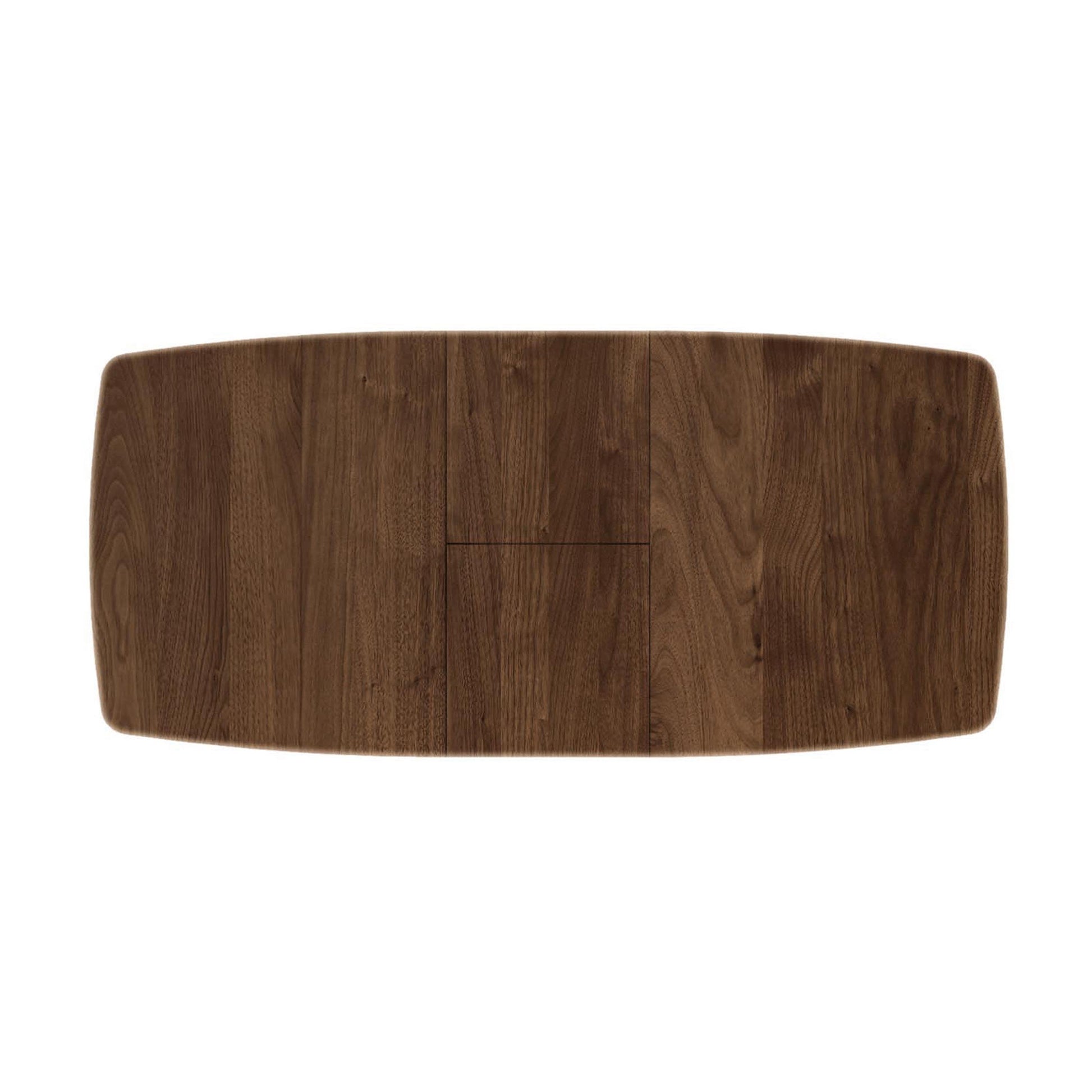 The Butterfly Extension Dining Table by Copeland Furniture, crafted from North American hardwoods with a medium brown finish, as seen from above.