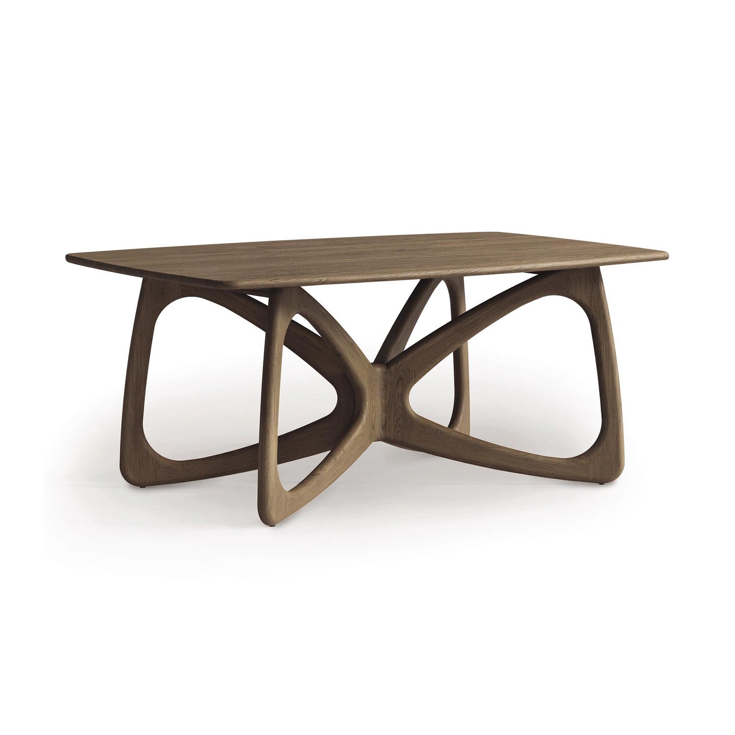 Butterfly Solid Top Dining Table by Copeland Furniture, showcasing a geometric hardwood base and sleek solid top, expertly crafted from North American hardwoods.