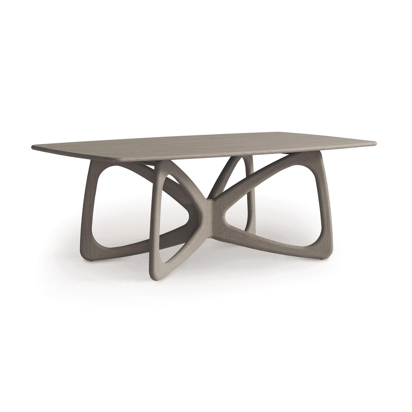Butterfly Solid Top Dining Table by Copeland Furniture with a smooth rectangular hardwood top and distinctive geometric base crafted from North American wood.