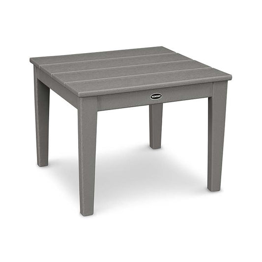 Description: An outdoor POLYWOOD Newport 22" End Table - Slate Grey - Floor Model, placed on a white background.