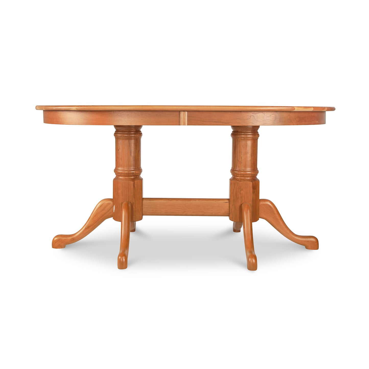 A Cabriole Oval Double Pedestal Solid Top Table with cabriole table feet from Lyndon Furniture.