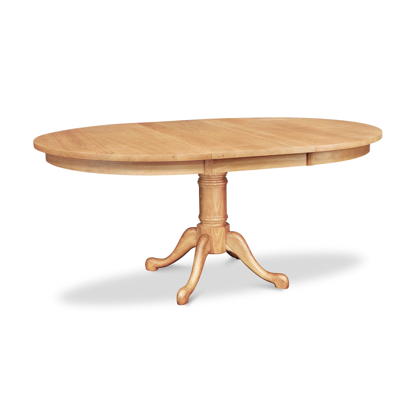 Cabriole Single Pedestal Round Extension Table by Lyndon Furniture showcasing a claw foot base and four curved legs.
