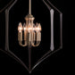 A handcrafted Hubbardton Forge Carousel Chandelier with four lights hanging from it.