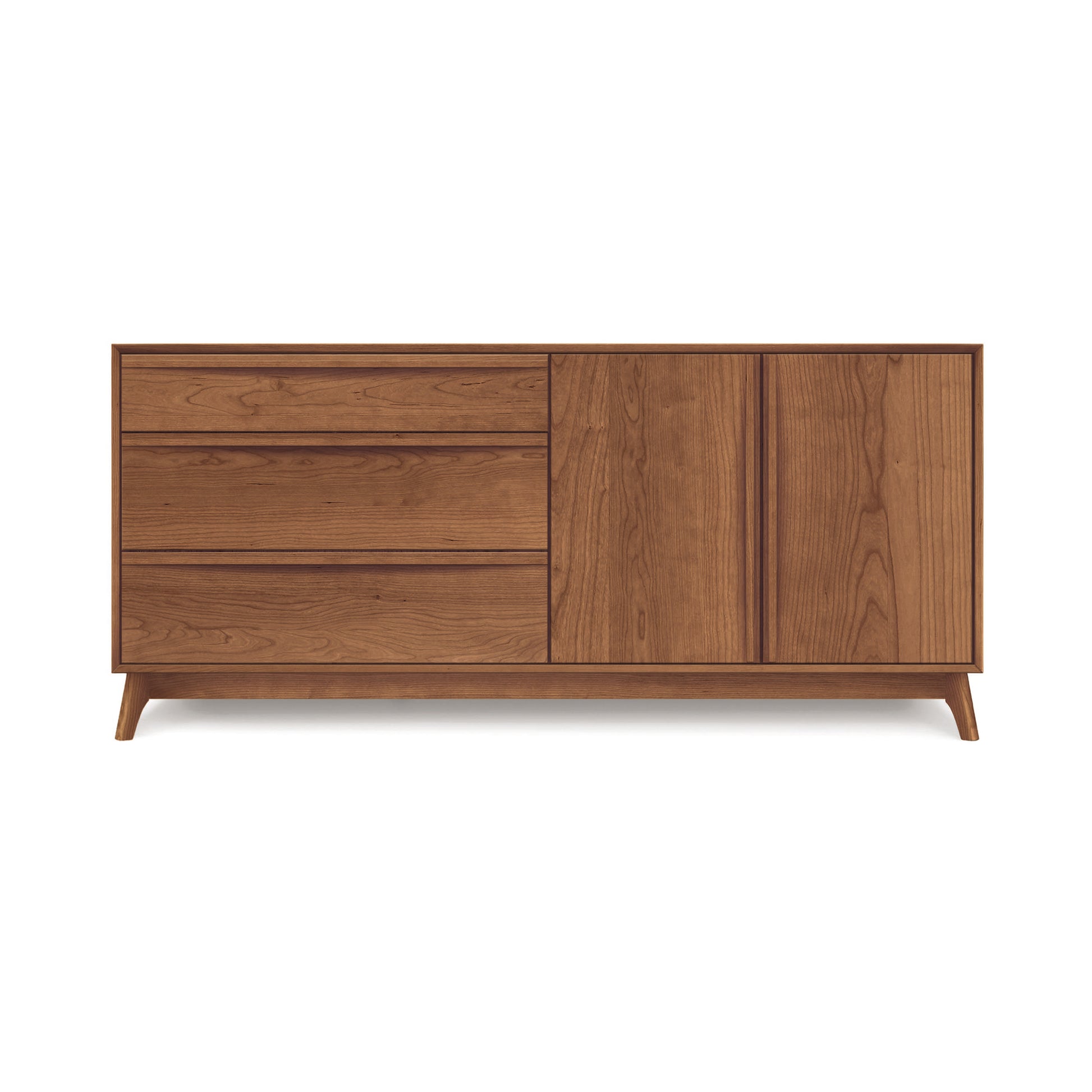 Mid-century modern Catalina Dresser by Copeland Furniture featuring 3 drawers and 2 doors for optimal bedroom storage.