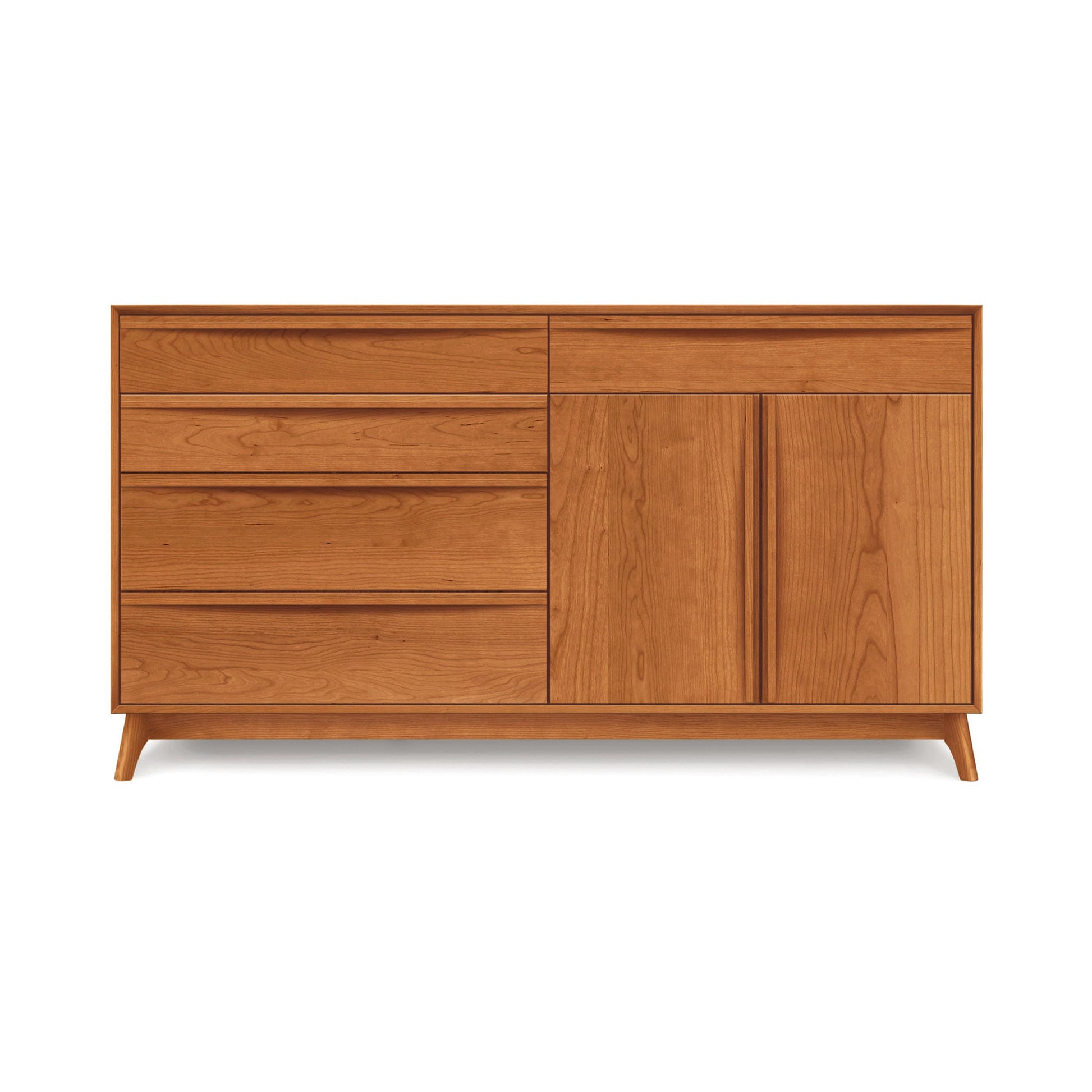 Catalina 5-Drawer, 2-Door Dresser by Copeland Furniture showcasing mid-century modern design with solid wood craftsmanship and right-side cabinet.