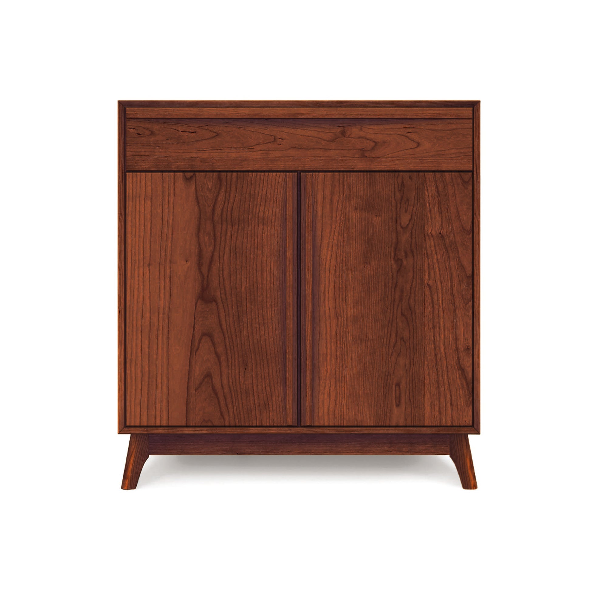 Catalina 1-Drawer, 2-Door Buffet by Copeland Furniture in solid wood with mid-century design and angled legs.