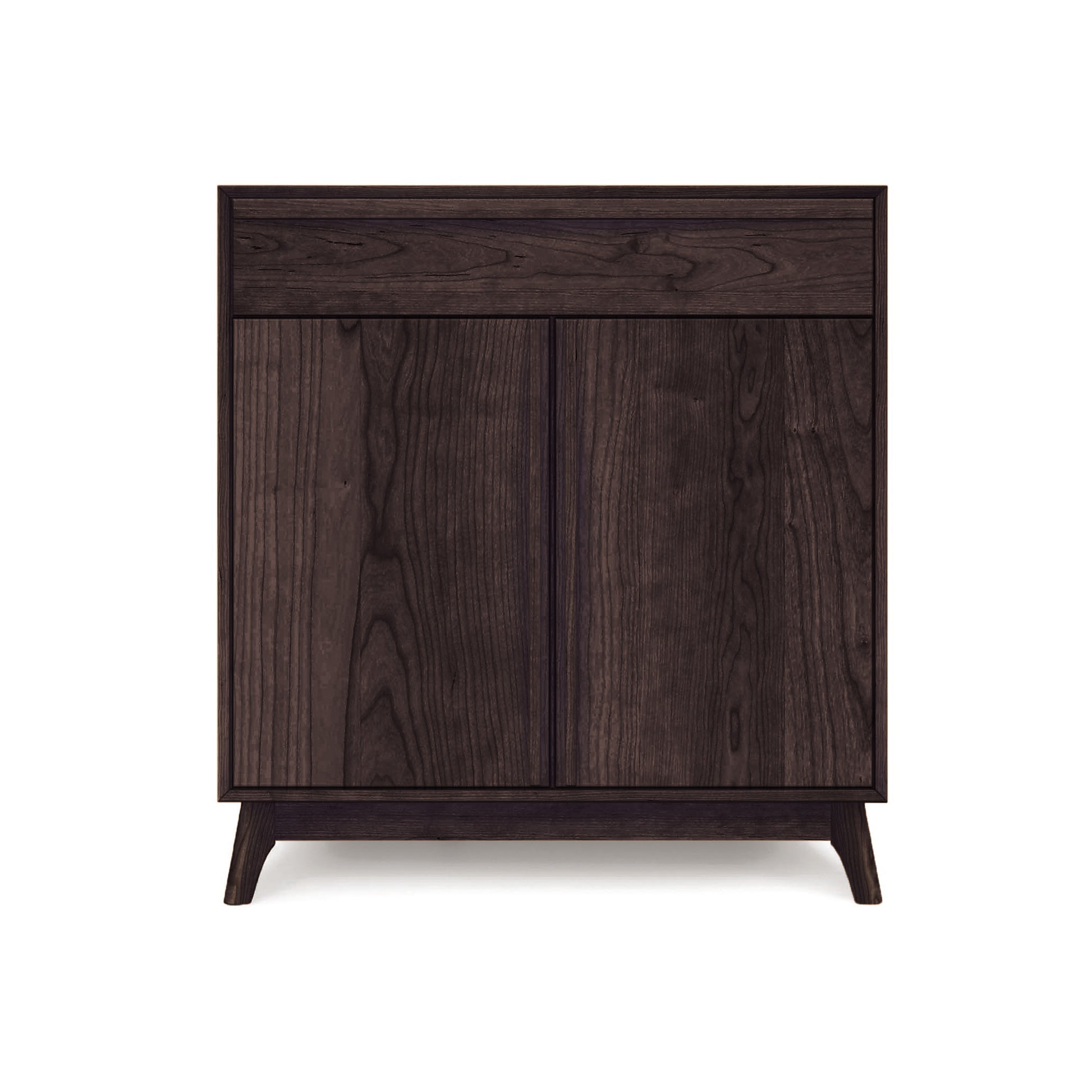 Copeland Catalina 1-Drawer, 2-Door Buffet showcases mid-century design with angled legs and sleek wood finish, highlighting craftsmanship and modern style.