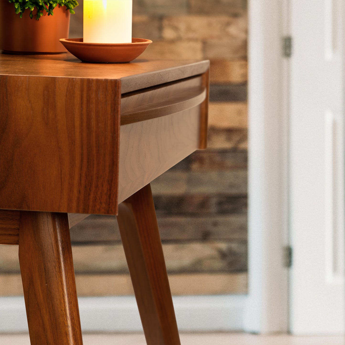 Catalina 1-Drawer Nightstand by Copeland Furniture in solid wood with sleek, minimalist design and smooth drawer front.