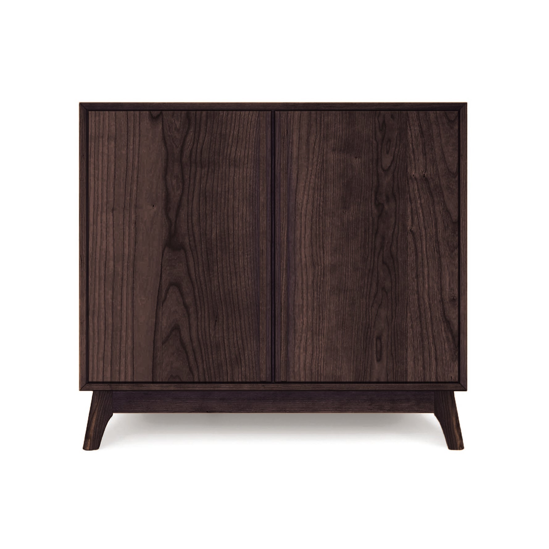 A Copeland Furniture Catalina 2-Door Buffet crafted from sustainable hardwoods, with two doors and angled legs isolated on a white background.