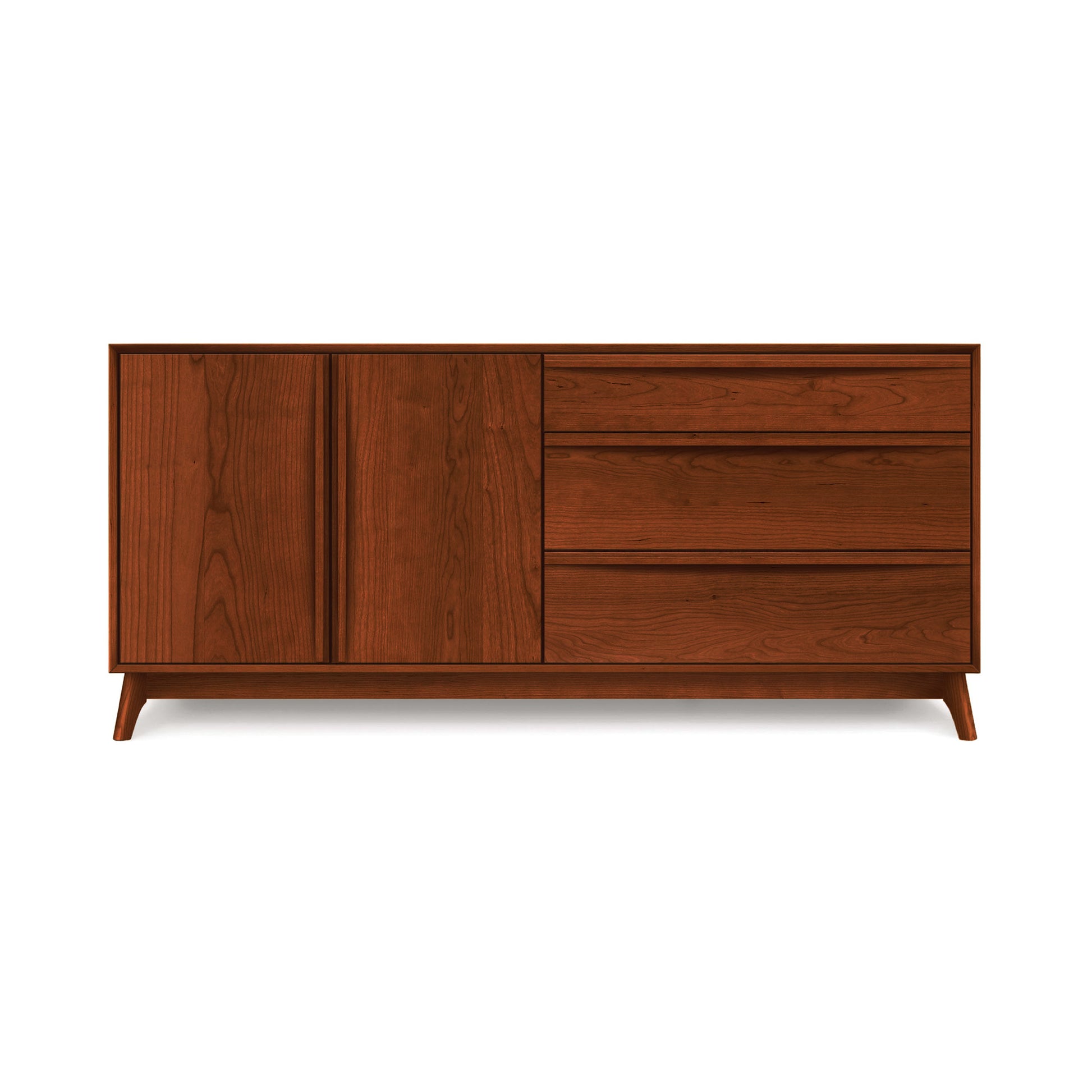 Catalina 3-Drawer, 2-Door Buffet by Copeland Furniture features solid wood construction and elegant mid-century modern design.