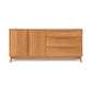 A luxury Catalina 3-Drawers, 2-Door Buffet by Copeland Furniture with angled legs, isolated against a white background.