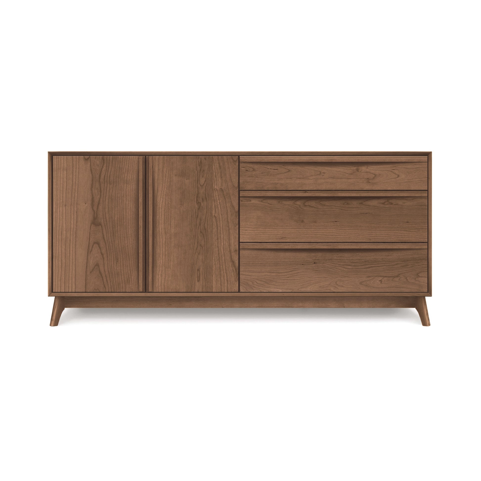 Copeland Furniture Catalina Buffet with three drawers and two doors, showcasing modern American craftsmanship and natural wood grain.