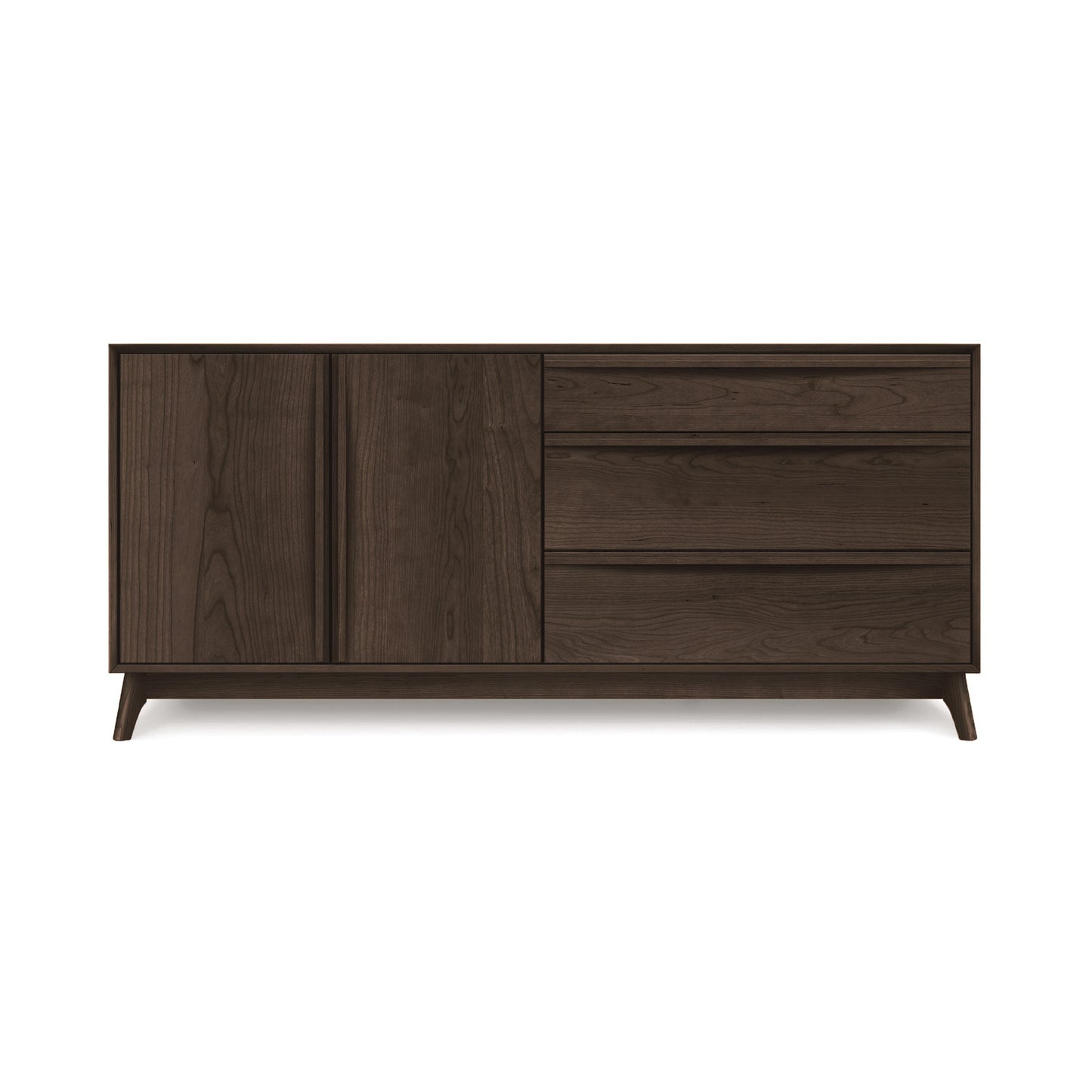 A luxury dining furniture piece, this Copeland Furniture Catalina 3-Drawers, 2-Door Buffet features closed drawers and doors on a plain background.