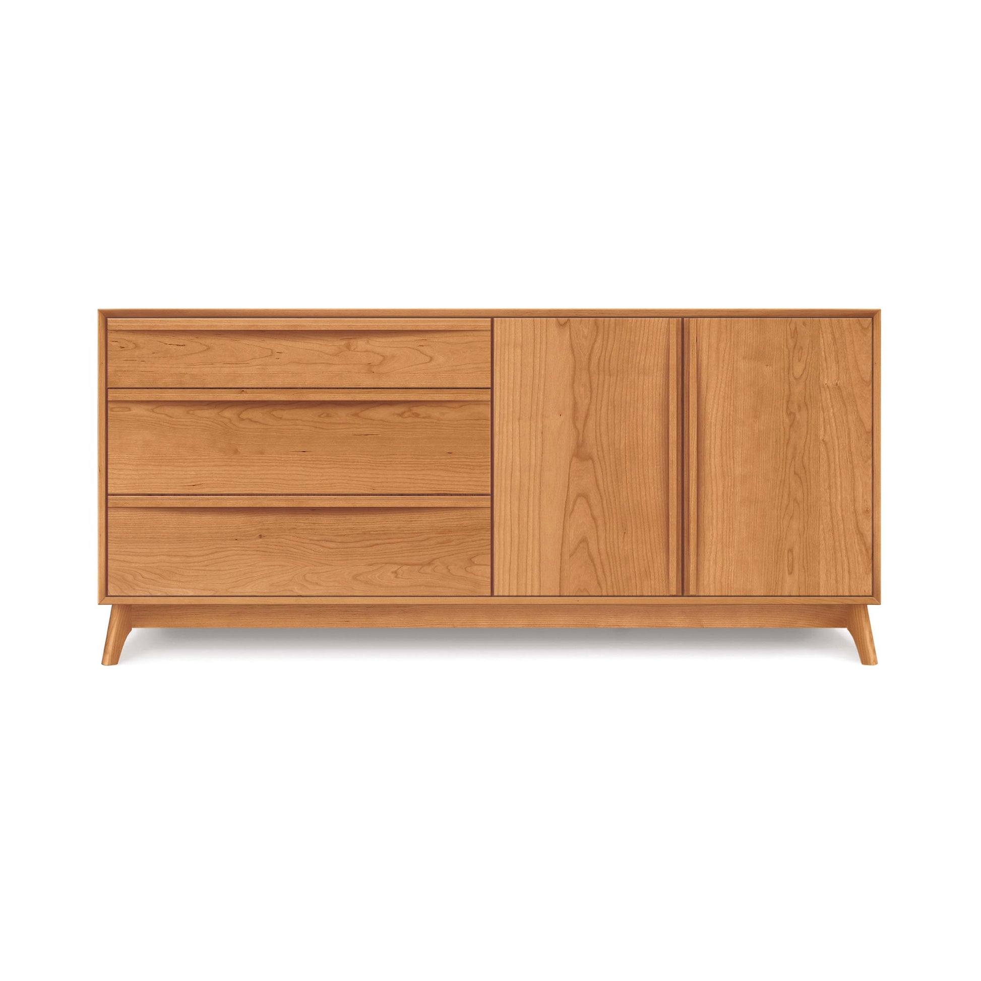 Copeland Catalina Buffet—solid wood, mid-century modern sideboard with three drawers and two doors, crafted for stylish dining room storage.