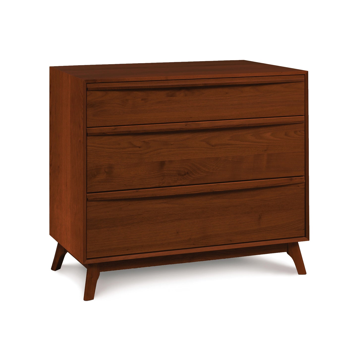 Copeland Furniture Catalina 3-Drawer Chest with modern angled legs and dark brown finish.