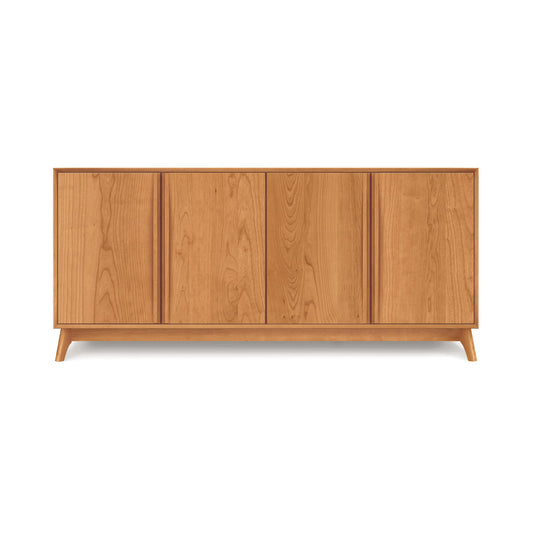 Catalina 4-Door Buffet by Copeland Furniture with solid wood construction and signature angled legs in a mid-century modern design.