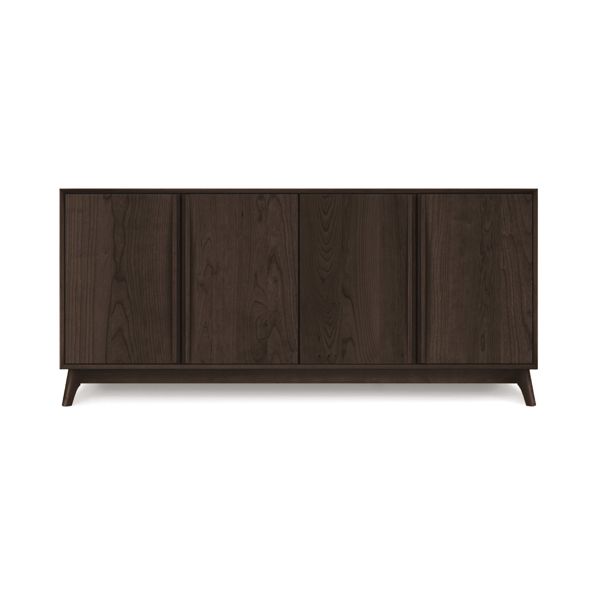 Catalina 4-Door Buffet by Copeland Furniture, mid-century modern design in dark wood with signature angled legs.